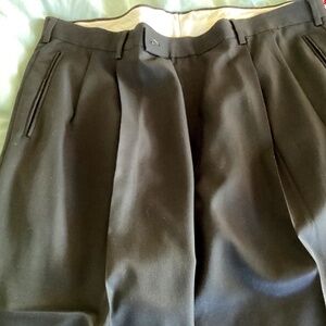 Black pleated, cuffed men’s dress pants, 40” waist and 30” inseam